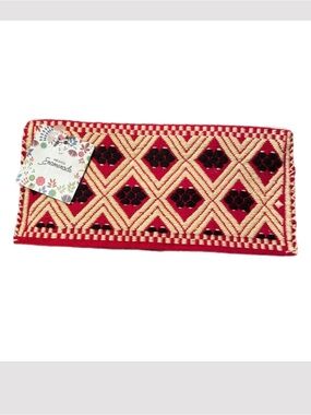 Mexican Hand Embroidered Fabric Pencil Bag Coin Purse -3.5" x 7"
